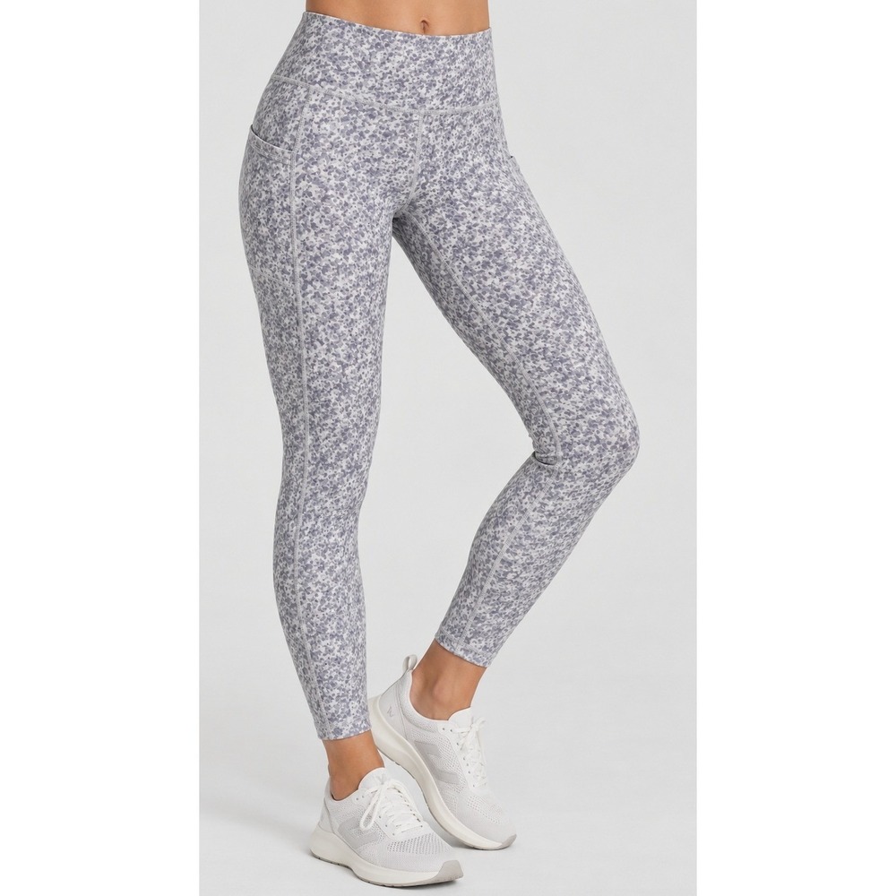 Vuori Womens Studio Pocket Leggings Gray Micro Mini Camo 7/8 High Rise Large